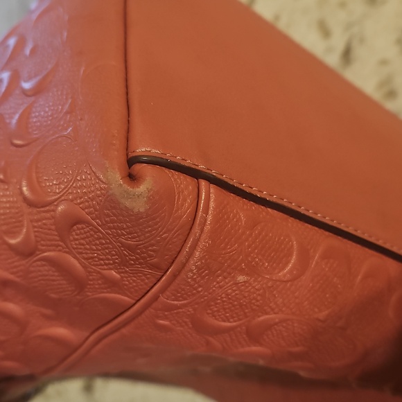 Coach 2018 Pink Embossed Tote with Chain Straps - Picture 7 of 16